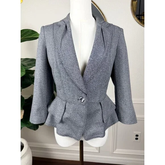 Soft Corporate Chic | WHBM Peplum Waist Blazer | Law Student Core Jacket | 6 - Picture 2 of 15